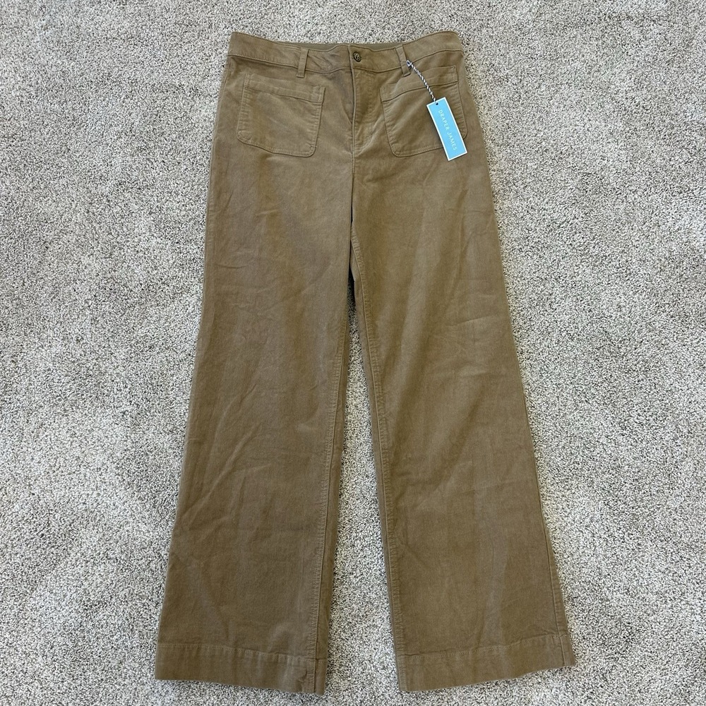 New Draper James Women's Size 14 Wide Leg Corduroy Pants Cotton Spandex‎ Khaki